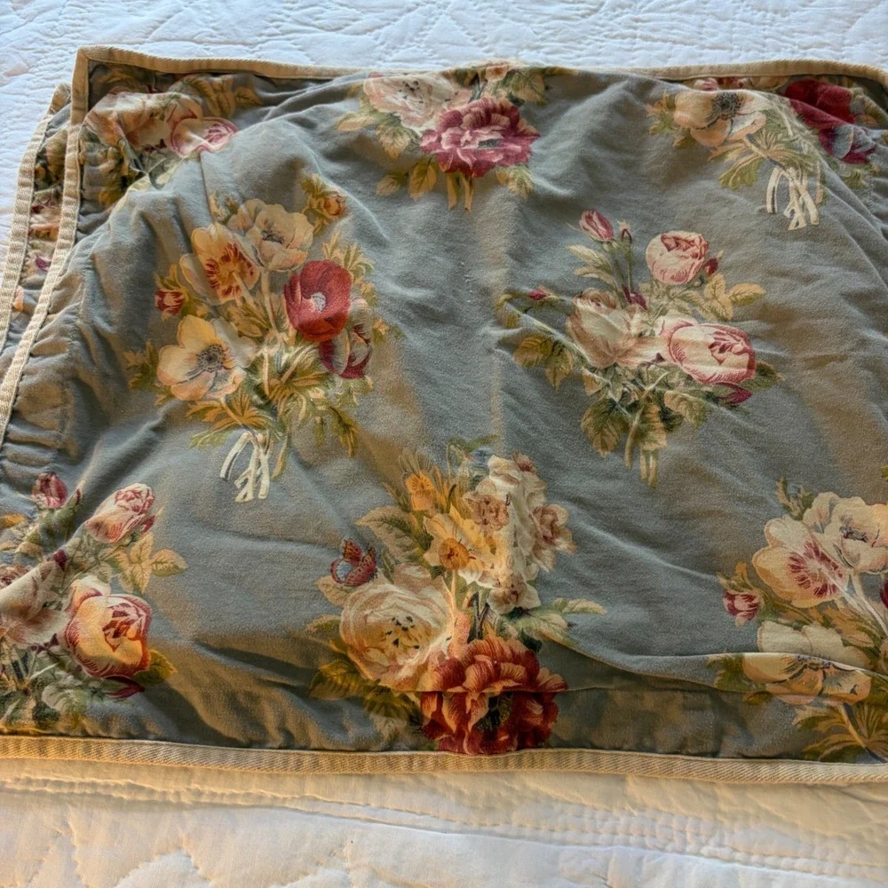 Chaps Home Hudson Valley Blue Gray Floral Standard Pillow Shams Set of 2 Cotton
